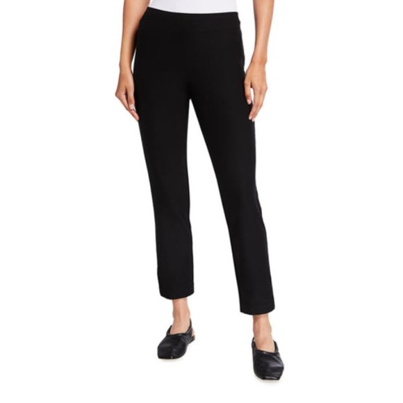 EILEEN FISHER Black Slip On Tapered Crop Pant  L - Picture 2 of 3